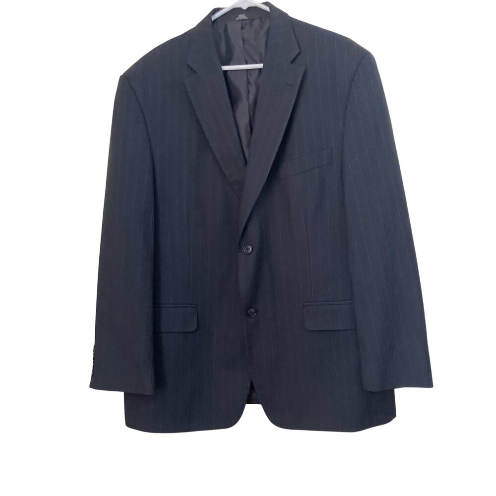 Haggar Men's Blazer Dark Navy Blue 2 Button Classic Fit Suit Jacket Size 44R